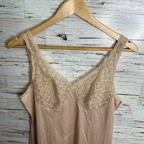 Vintage night gown slip cream  tan size large lace - Picture 3 of 6